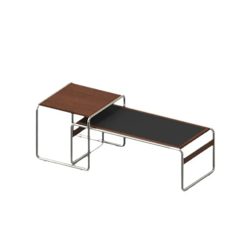 Medieval retro coffee table combination living room home sofa edge stainless steel rectangular rock plate tea table