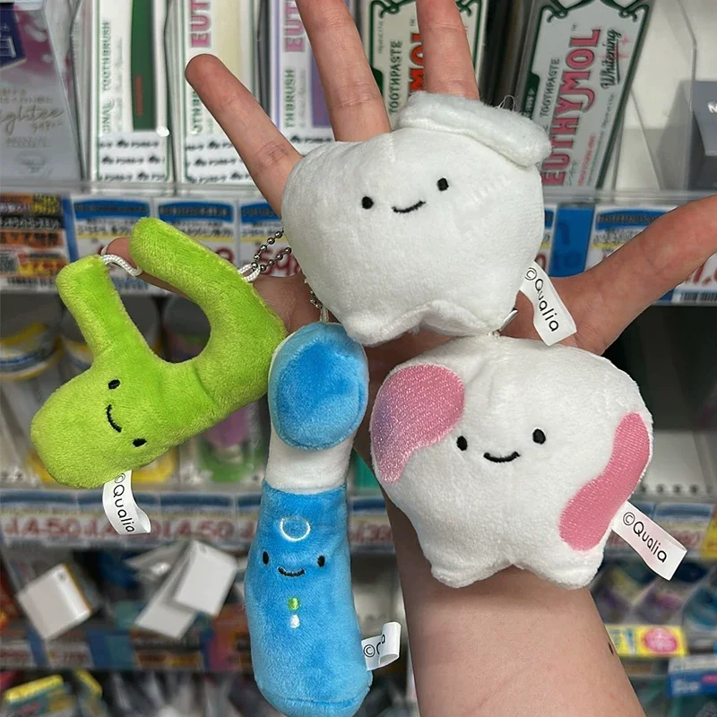 Original Qualia Anime Gashapon Figure Cute Smiling Toothpaste Toothbrush Doll Plush Keychain Kawaii Capsule Toys Gift
