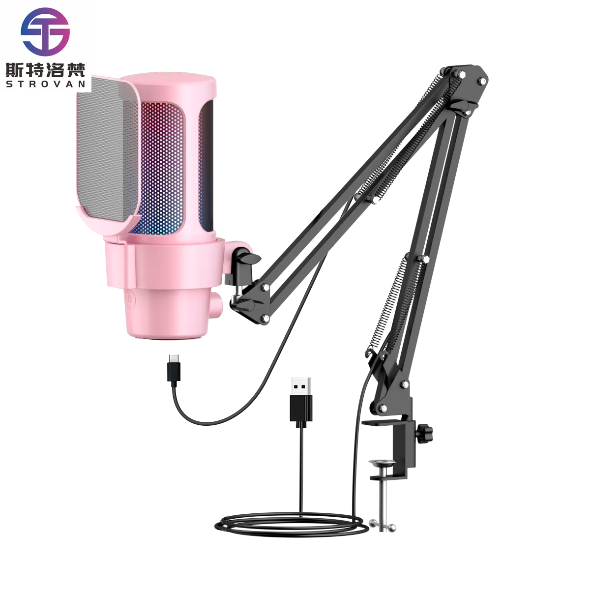 

New Design M8 Computer USB Microphone Portable RGB Recording Desktop Microphone Noise Cancelling Live Streaming Micro with Wire