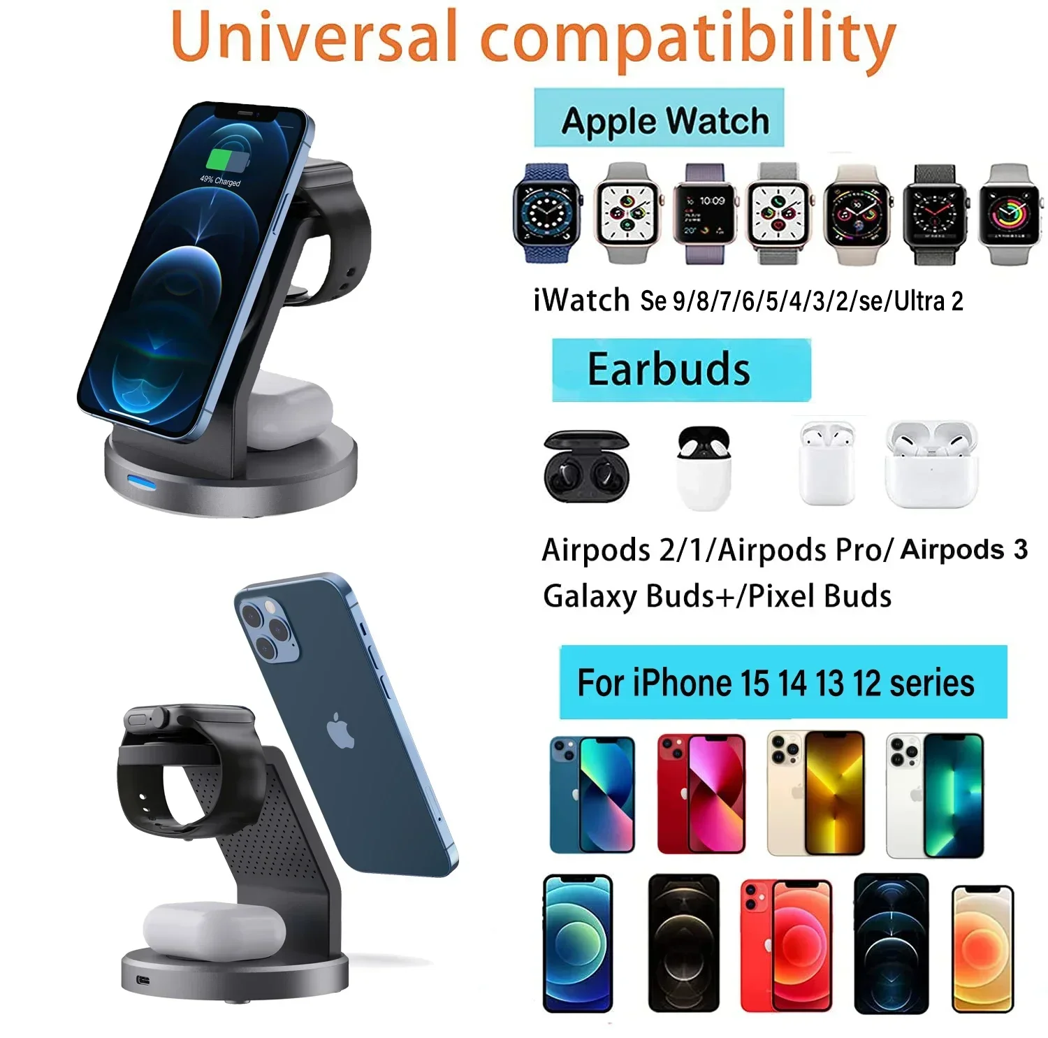 3 In 1 Magnetic Wireless Charger Stand For iPhone 15 14 13 12 Pro Max iWatch AirPods Station Dock MagSafe Fast Charging Station image 6