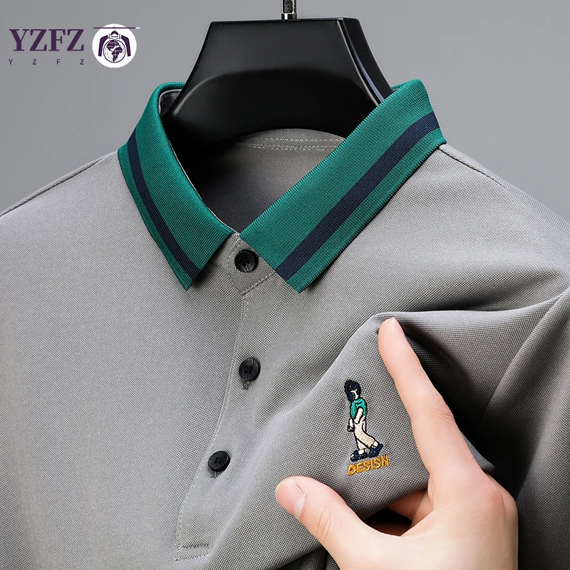 New Men's Casual and Fashionable Embroidered Short Sleeved Polo Shirt Comfortable Breathable and Versatile Summer Top