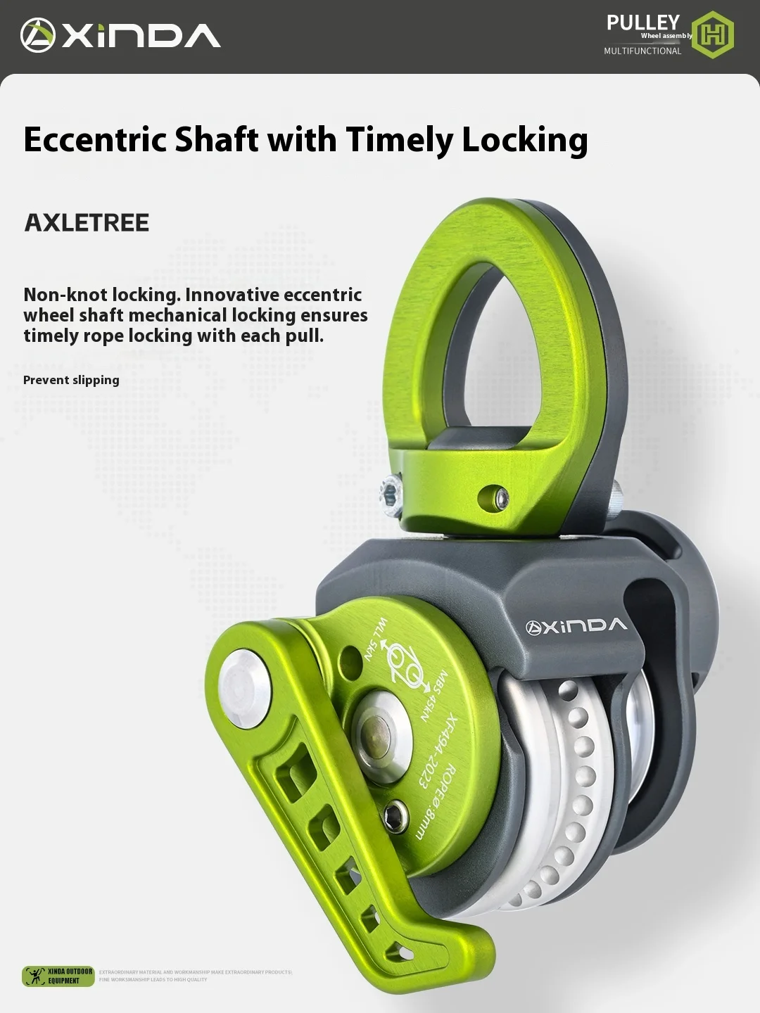 Losmaakbaar tweewegkrachtvermenigvuldigend katrolsysteem 4:1 is een efficiënte hijs- en reddingskatrolenset bespaart moeite