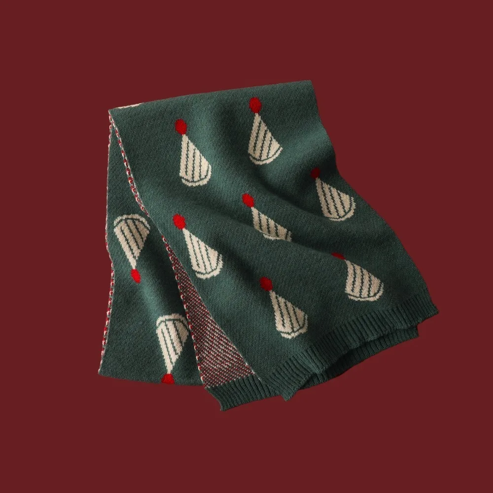 

Модный рождественский шейный платок с изображением лося, утепленные теплые шарфы, женские рождественские шаль с изображением елки и оленя, накидка для девочек