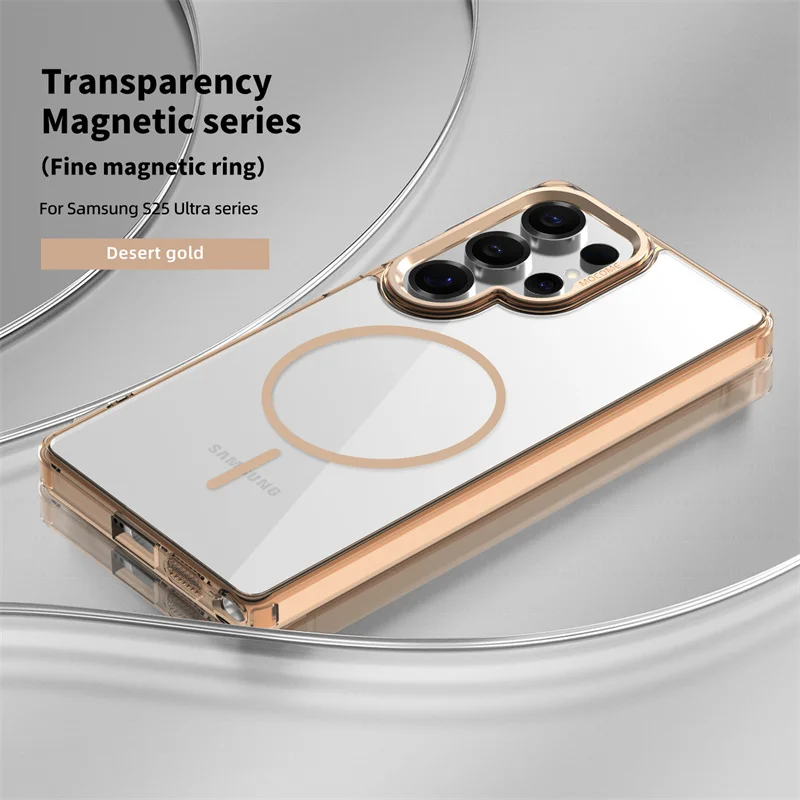 Кристально чистый магнитный чехол для Samsung Galaxy S25 Edge S22 S23 S24 S25 Ultra Plus A15 A16 A25 A35 A36 A55 A56 для Magsafe Cover