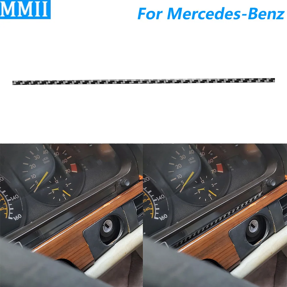 For Mercedes-Benz S-Class W126 1980-1991 Carbon Fiber Instrument Speedometer Panel Decorative Strips Car Accessories Sticker
