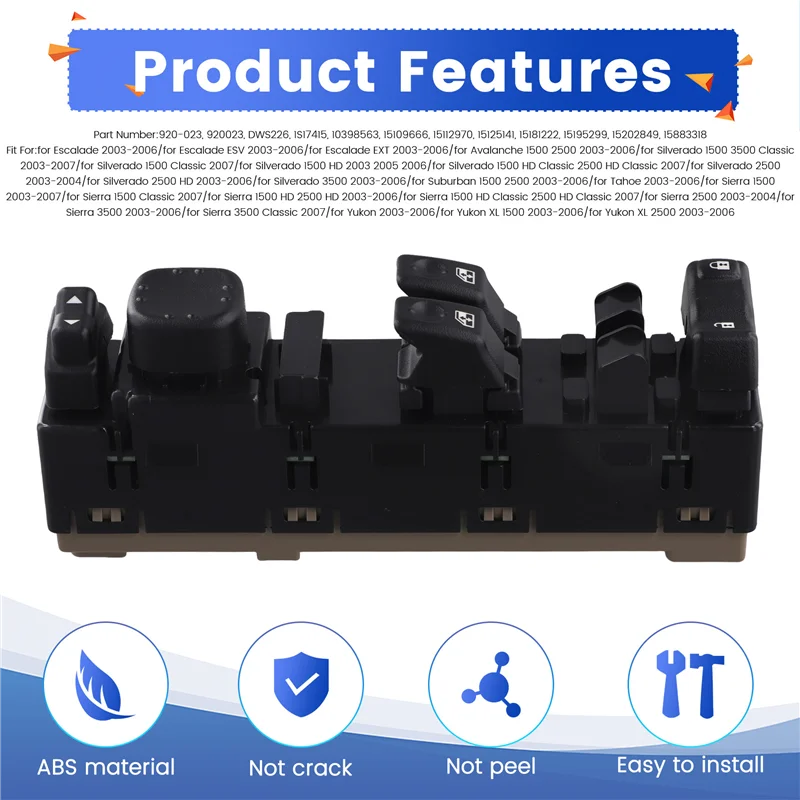 

Driver LF Side Power Window Switch 15883318 For Silverado GMC YUKON 03-06