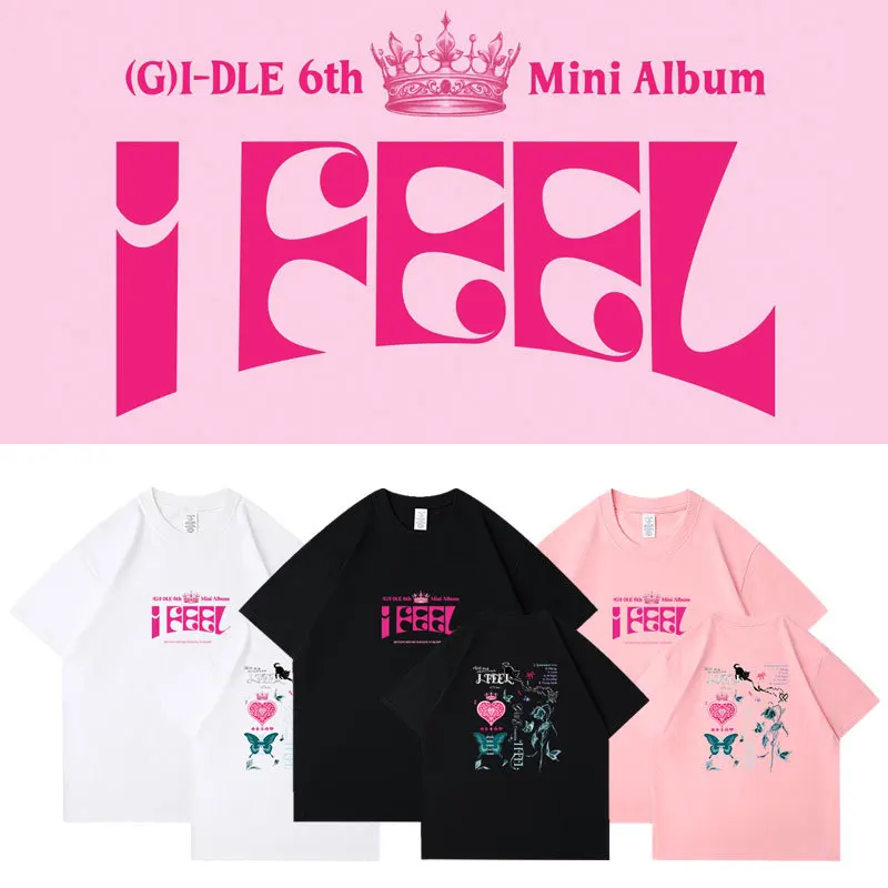 

Kpop 2023 G I-DLE Iam free-ty Man/Women Harajuku T-shirt Round Neck Short Sleeve Casual Unisex Streetwear COTTON Top