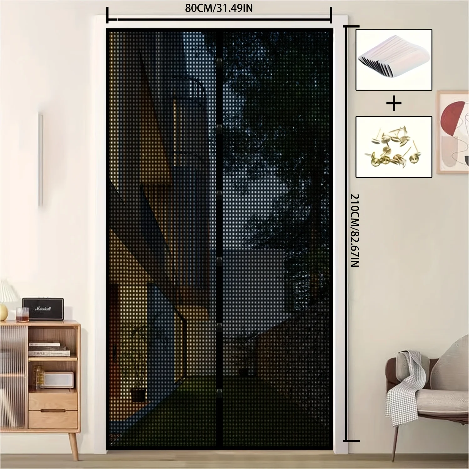 Magnetic Mesh Door Curtain - Keeps Bugs Out, Fresh Air In, and Pets Free to Roam - Ideal for Bedroom, Living Room, and Balcony