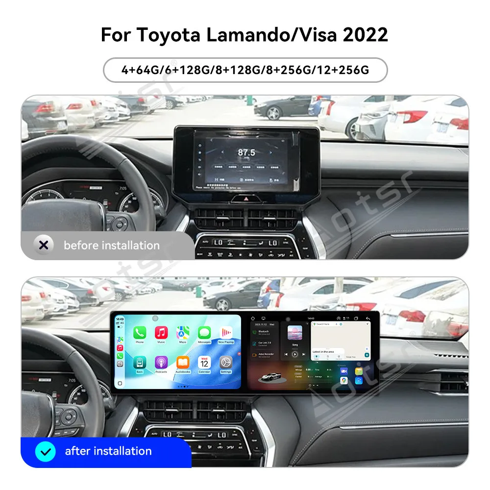 Dual 10.1 Inch Car Radio With Carplay GPS Navigation For Toyota Harrier/Venza 2022 High-Res Dual-Screen Upgrade Accessory
