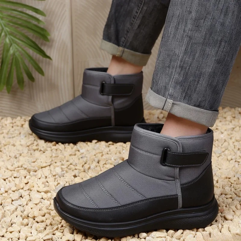 Men's Boots Trend 2026 Snow Boots Men's Boots On Sale Waterproof Fleece Lined Magic Tape Non Slip Autumn Winter Ankle Boots