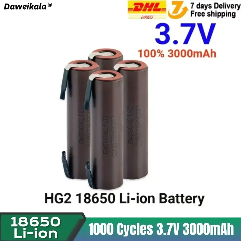 

Daweikala 2025 Lithium-ion Battery 18650 HG2 Welding Tape 3.7V 3000mah Screwdriver Rechargeable Battery 30A High Current + DIY