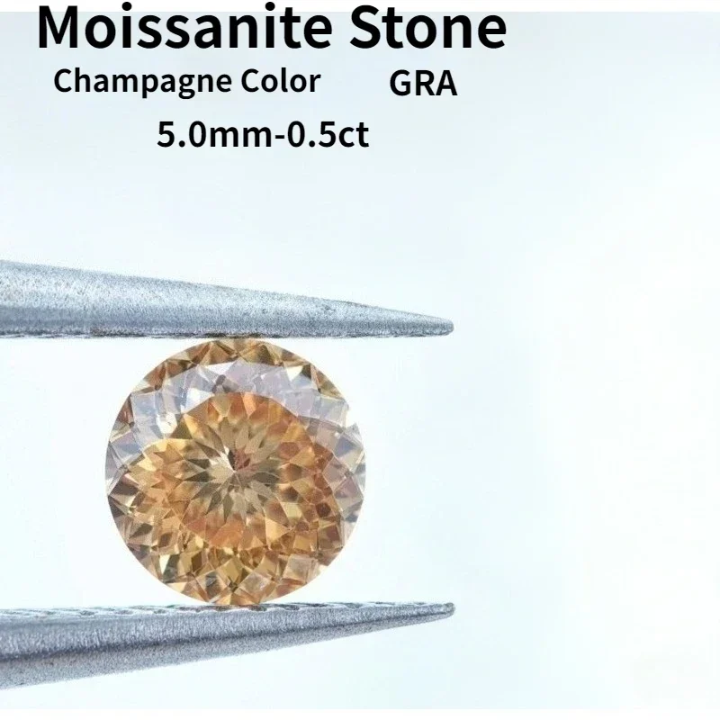 

Champagne Color Moissanite Stone 100 Faceted Cut DIY Charms Gemstone Ring Necklace Earrings Main Materials with Certificate