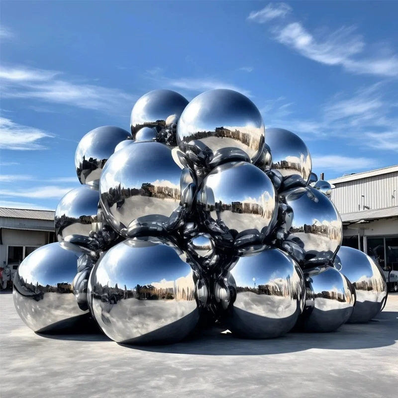 Riesiger aufblasbarer hängender Spiegelball, glänzender, versiegelter Ballon für Hochzeiten, Familienfeiern, Bühnendekoration – Detail 1