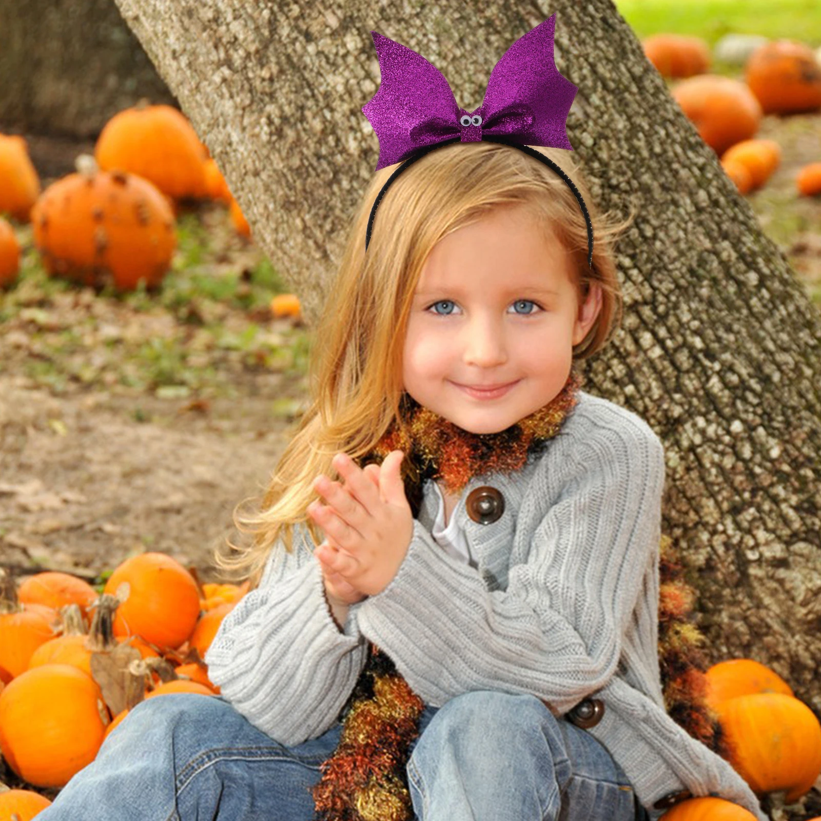 

Rhinestone Trim Sequin Bat Headband Funny Halloween for Costume Glitter Props Ear Adult Headwear Violet