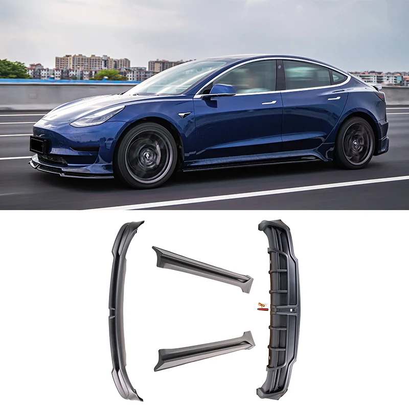 Model 3 2021-2023 Body Kit ABS Material New Style Exterior Tuning with Front Diffuser Lip Components and Bumper