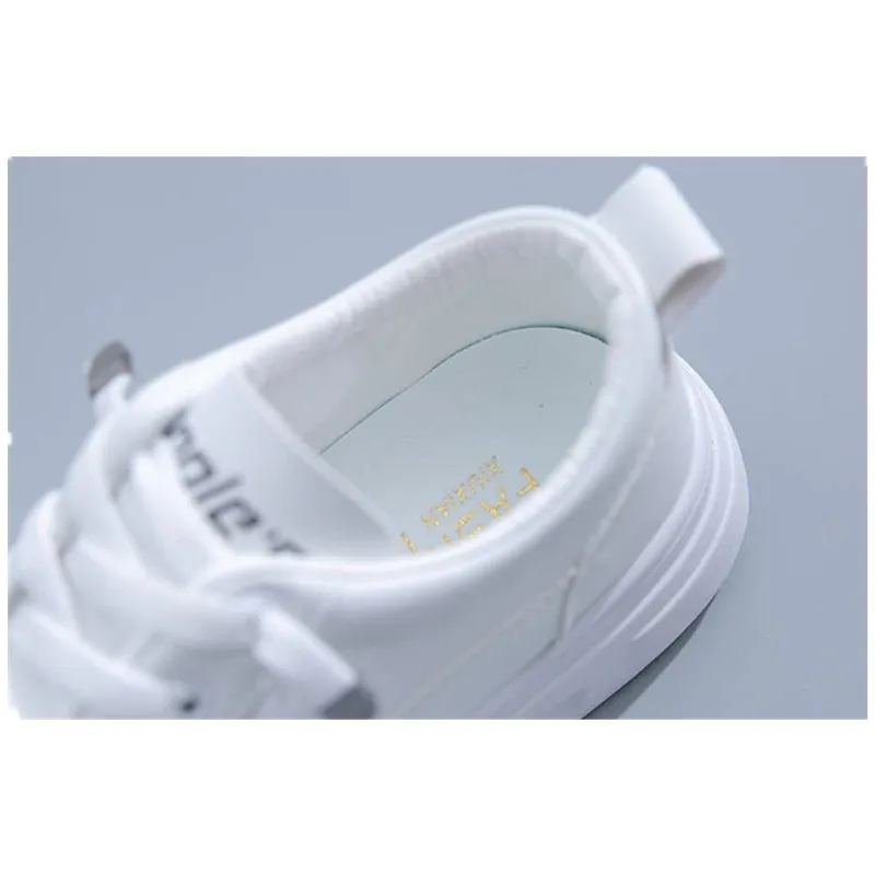 Women Casual Sneaker 2023 Spring New Leather White Shoes Fashion Korean Increase Thick Sole Shoes Girl Student Walking Shoes