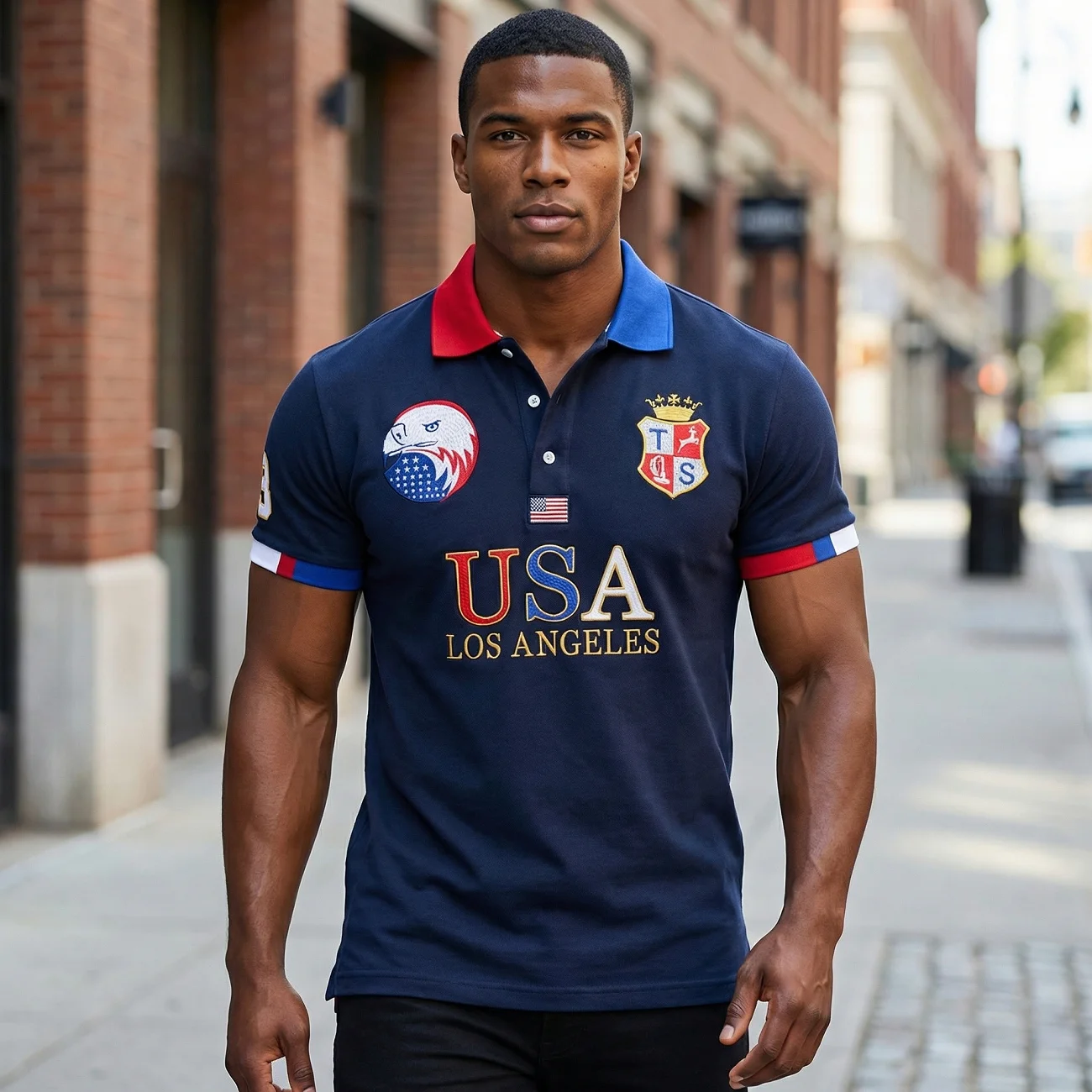 TS High-End Luxury Men's Polo Shirt Short Sleeve Los Angeles Gentleman Golf Clasicc Eagle Cotton Embroidery Menswear Clothing