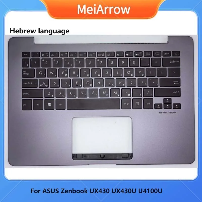 

MEIARROW New/org For ASUS ZenBooK UX430 UX430U X430UA UX430UQ U4100U Palmrest EUR Hebrew Keyboard Upper Cover Backlit,Gray