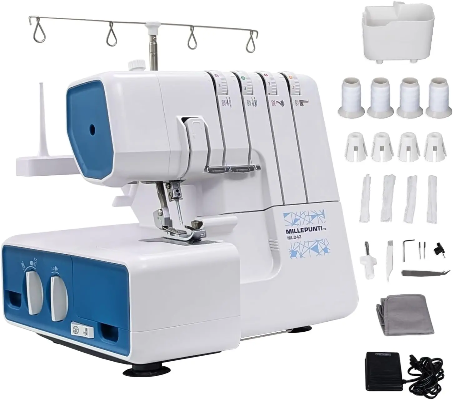 

Serger Overlock Machine 1300 SPM, 12 Stitches, 2-3-4 Thread, Metal Frame, Differential Feed, Accessory Kit