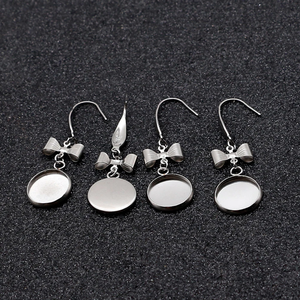 

20pcs Earring Blanks Accessories Diy Jewelry Material Metal Tray Earring Hooks Stainless Steel Disc Base Women Silver 14Mm Inner