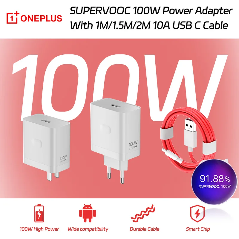 OnePlus 100W Charger Supervooc Rapid Charge Power Adapter USB Type C 1M 1.5M 2M Cable Oneplus 13 13R 12 Nord 5 4 CE5 CE4 Pad 3 2 - náhled 2