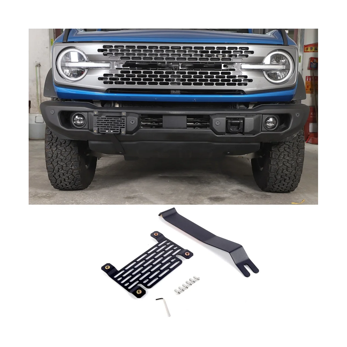 For Ford Bronco 2021 2022 2023 Front License Plate Holder Frame Mount Accessories (For Capable Steel Bumper)