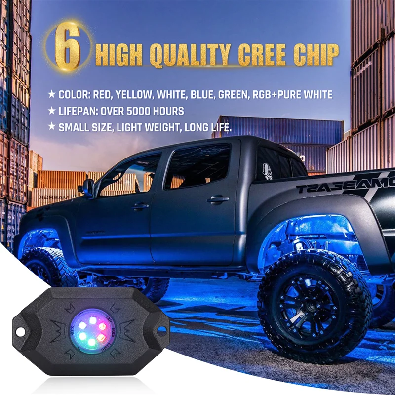 4/8 In 1 RGB LED Rock Lights Bluetooth-Compatible APP Control For Jeep ATV SUV Off-road Car Truck Undergolw Led Neon Lights