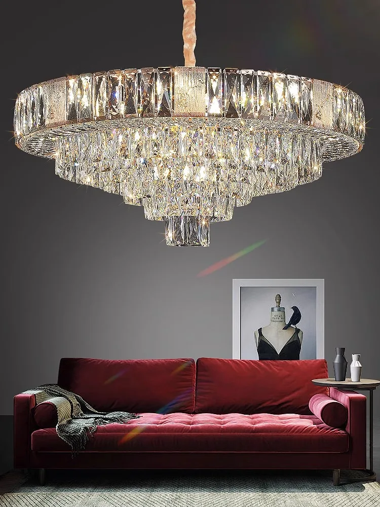 Imagem -05 - Nordic Luxury Clear Crystal Chandelier Long Hanging Lâmpadas Grande Home Decoração Sala de Estar Mesa de Jantar