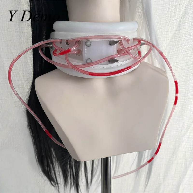 Y Demo Techwear Adjustable Plastic Neck Support Rivets PVC Choker Necklace Handmade Pu Edge Movable Harajuku Accessory