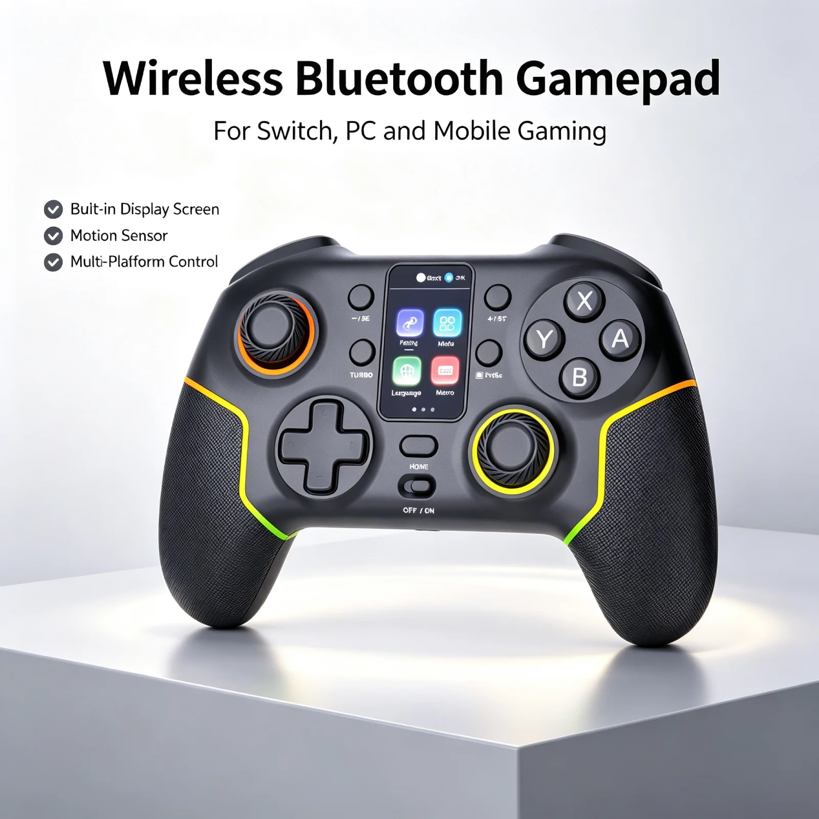 Bluetooth Wireless Game Controller for Switch PC Android iOS, Motion Sensor Screen Display Gamepad Joystick Gaming Accessories