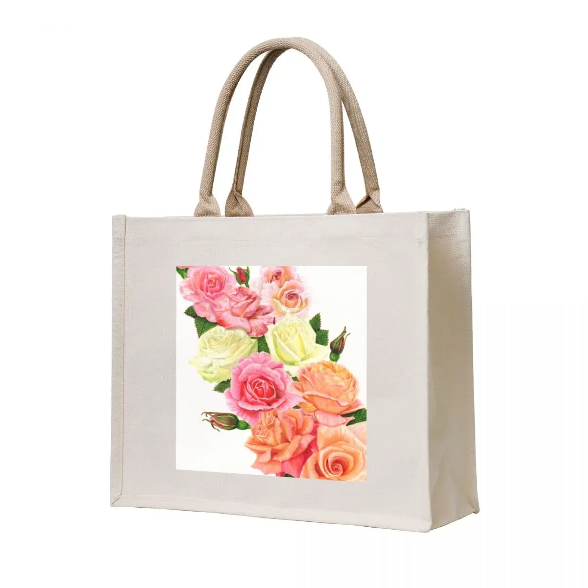 

Delicate Roses Tote Bag canvas shopping bag bags woman 2025 Canvas stote bag women