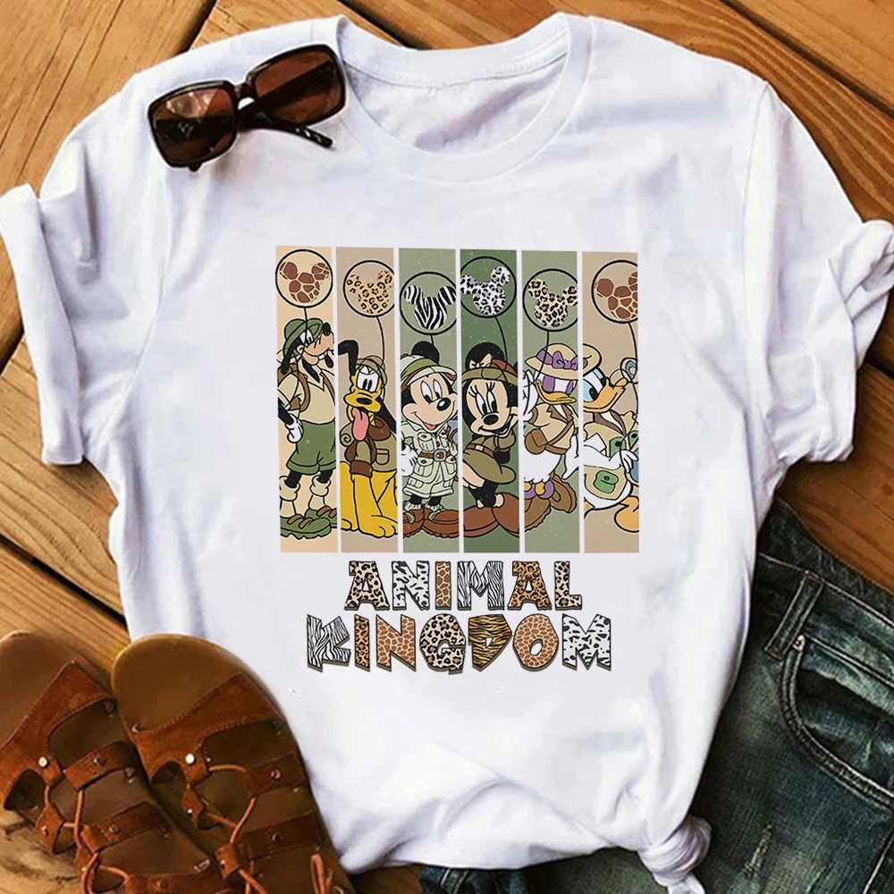 Disney Animal Kingdom Mickey Harajuku T-shirt European American Fashion Disneyland Travel Clothes Aesthetic Summer T Shirt Women