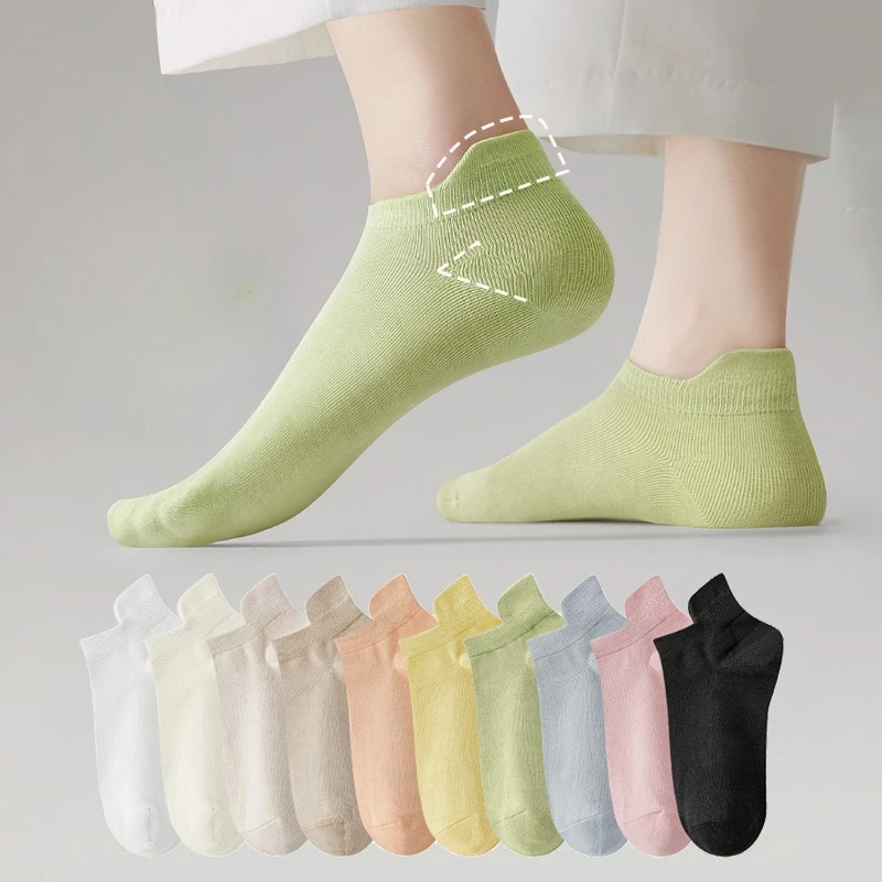 1/10 pairs New casual comfortable short socks women summer thin slip resistant Ship socks are fashionable versatile women socks