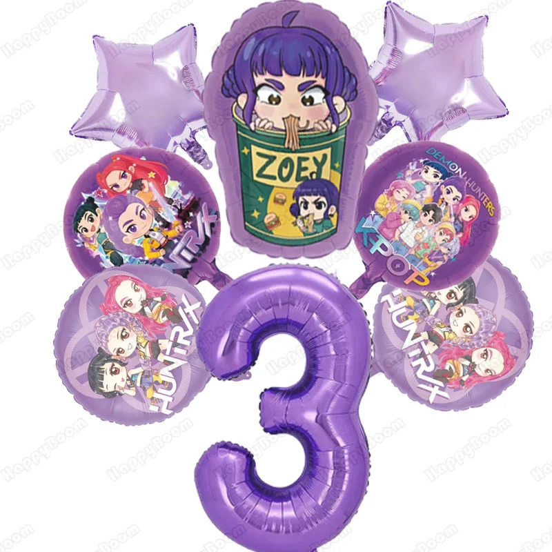 8 قطعة Kpop شيطان الصيادين بالونة عيد ميلاد مجموعة الموسيقى فتاة عدد بالونات ديكور الكرتون لوازم الحفلات استحمام الطفل لعبة هدايا الاطفال #4