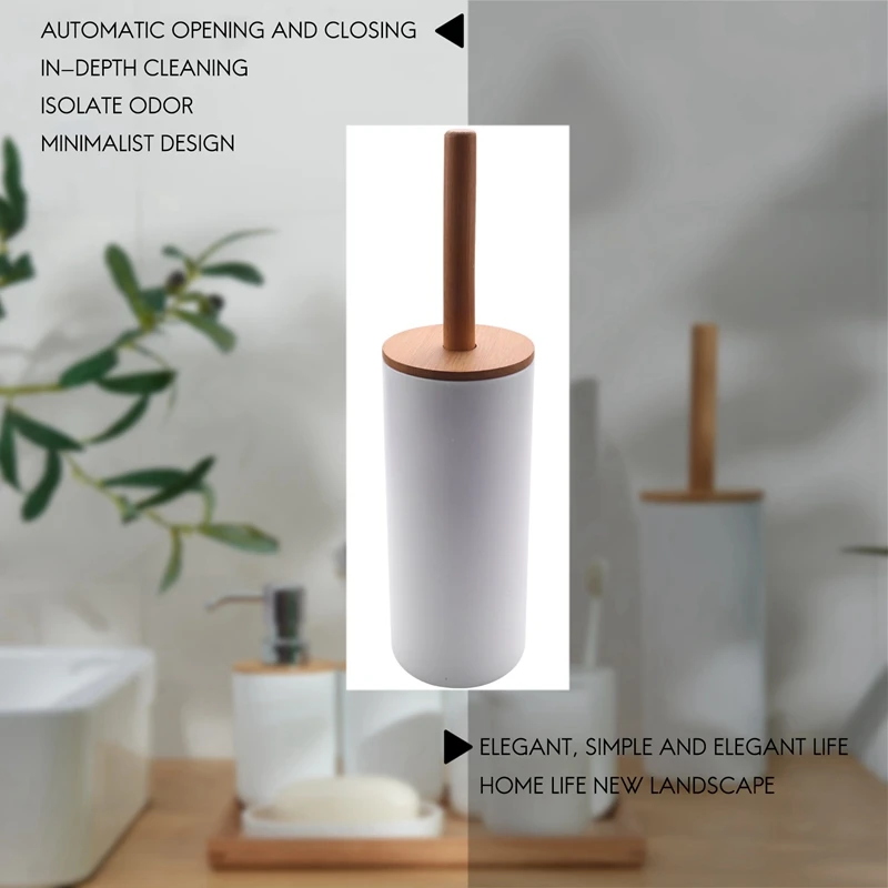 Podłoga bambusowa stojąca zestaw szczotek toaletowych z toaleta WC bazową uchwyt na szczotki akcesoriami WC