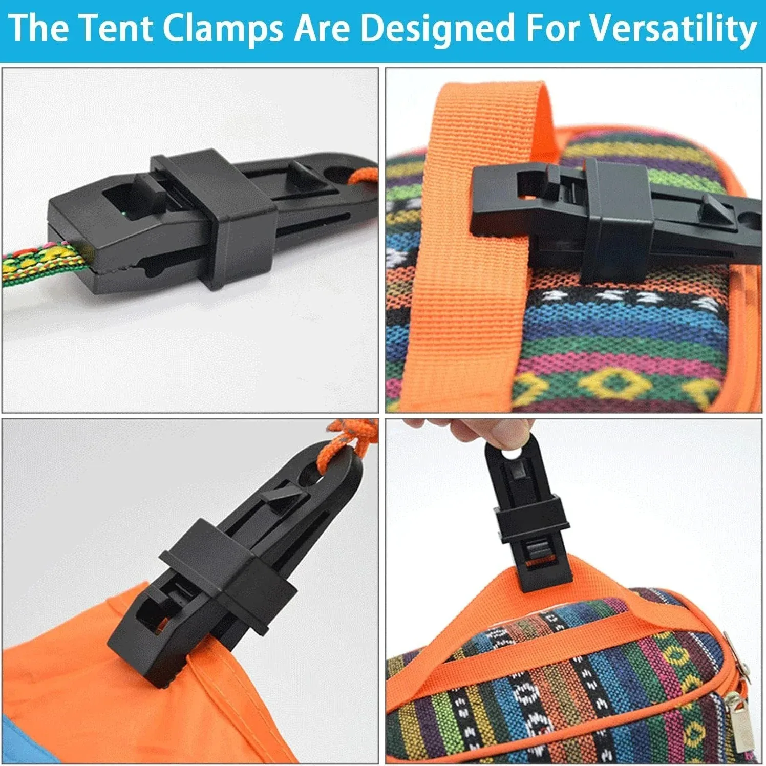Multi Purpose Heavy Duty Plastic Tarp Clips, Tent Canopy Secure Fastener Hooks, Wind Resistant Tarpaulin Clamps for Camping Pool view 5