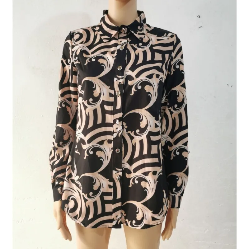 Femmes nouvelle chemise mode imprimé simple boutonnage à manches longues printemps été décontracté chemises amples pour les femmes haut