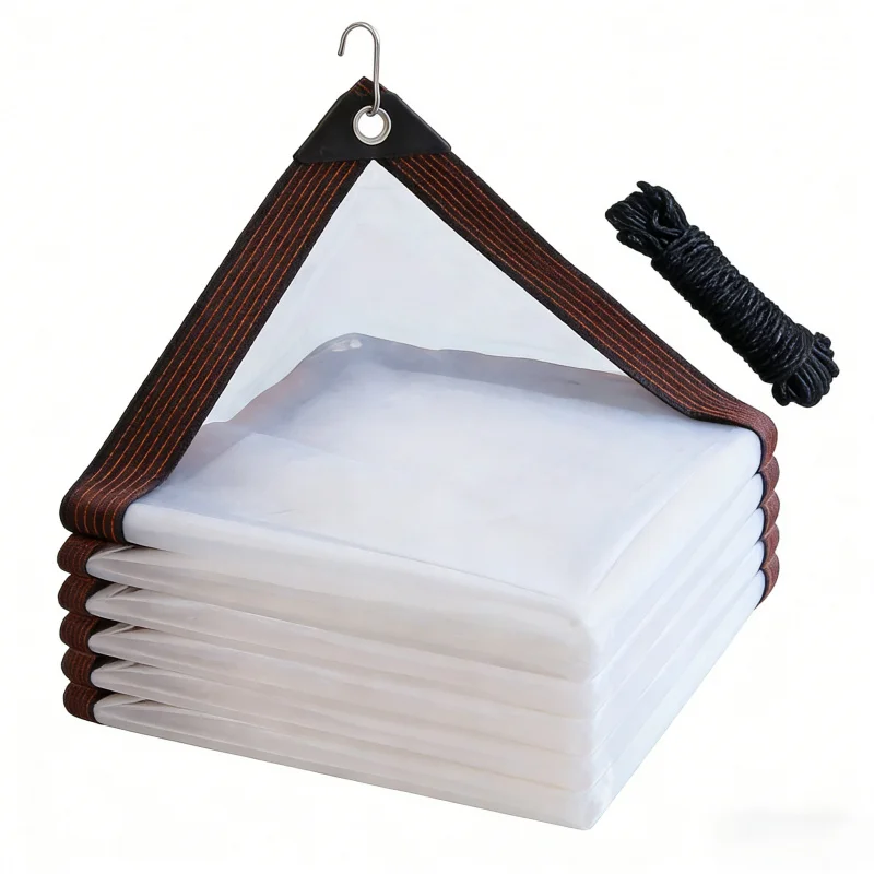Courtyard Sunshade Covering Film Transparent Waterproof Tarpaulin Sunshade Awning with Rope Buckle Balcony Garden Outdoor Sun Pr