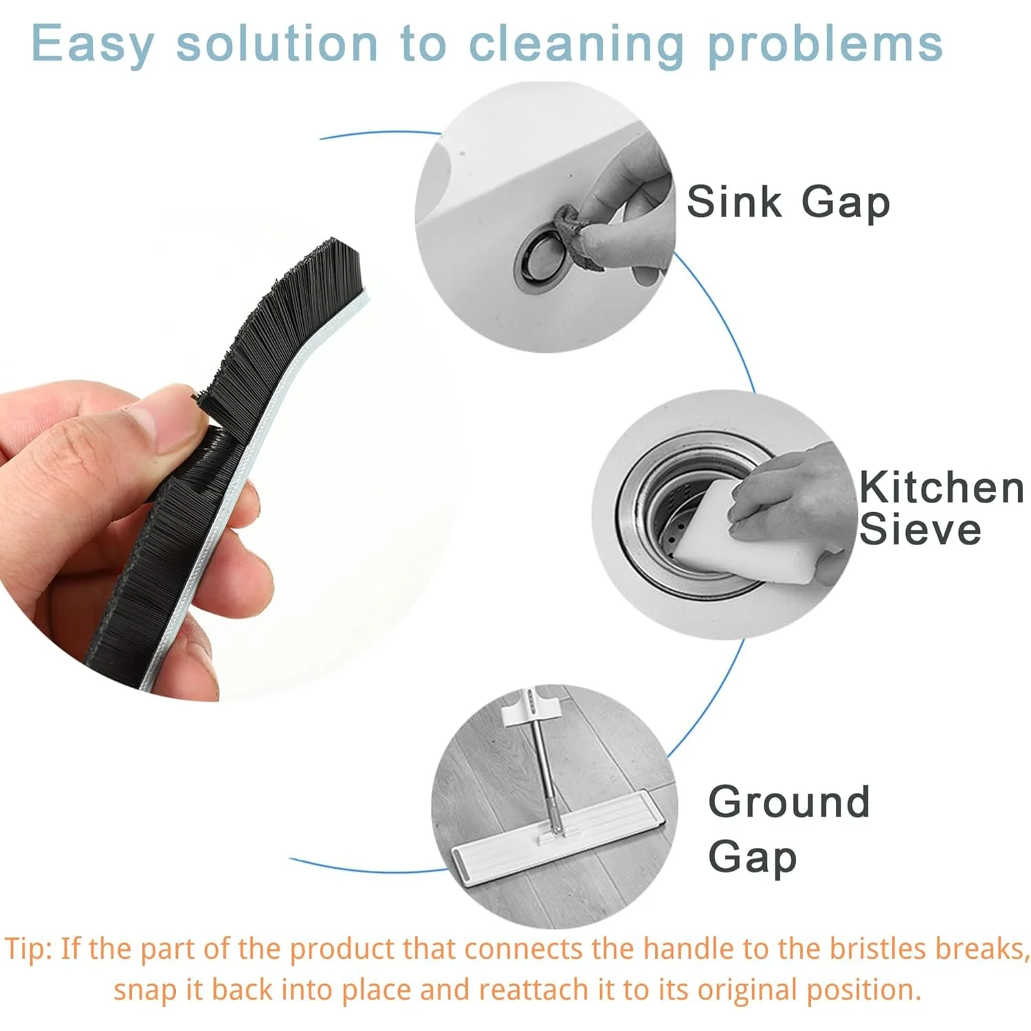 5 PCS Deep Crevice Cleaning Brush, for Window Tracks, Keyboard, Car. 24cm, Multi-Surface Home Tool