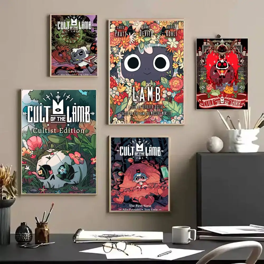 Anime C_Cult of t_The L_Lamb Game Poster Decorative Wall Art Stickers Mural Photo Print for Home Living Room Hallway Decor Gift
