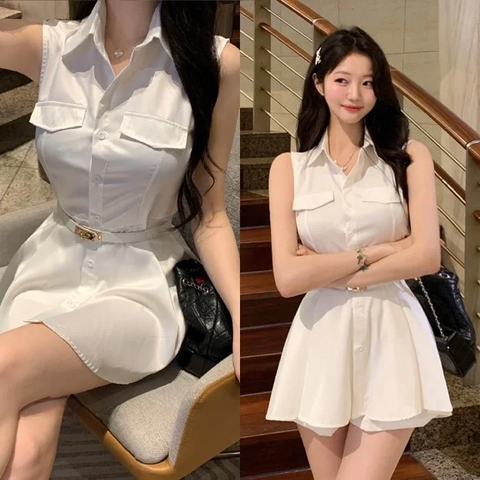 

Faionable Pure Color Waist-Cinching Midi irt orts Set 5STUDIO 8-25 лет Женская одежда Полиэфирная ткань