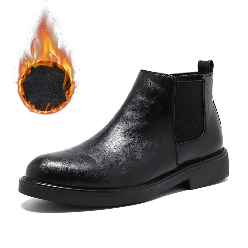 

Men's Chelsea Boots British Style Ankle Boots Winter Male Leather Shoes New High-top Boots for Men Classic Business Dress Botas