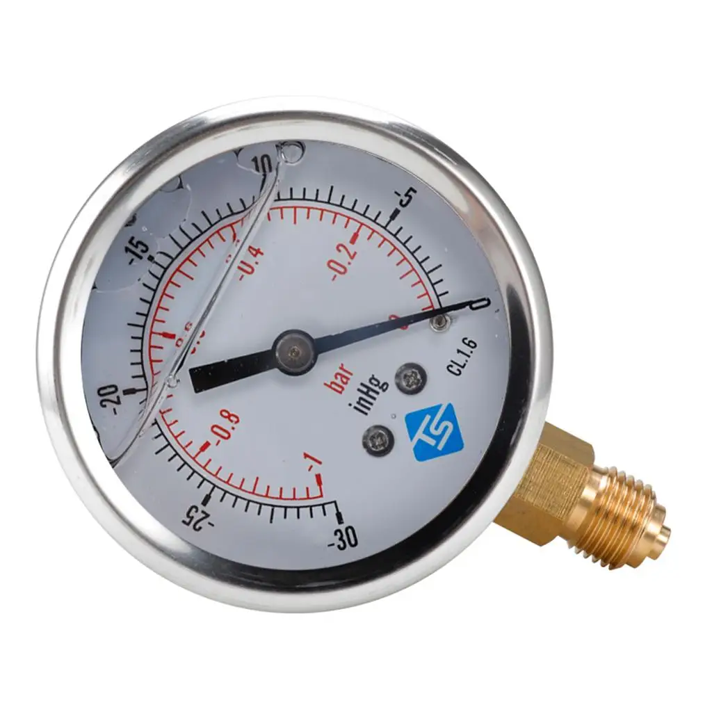 Copper Vacuum Pressure Gauge Meter Weatherproof Stainless Steel Case for Air Oil Gas Monitoring