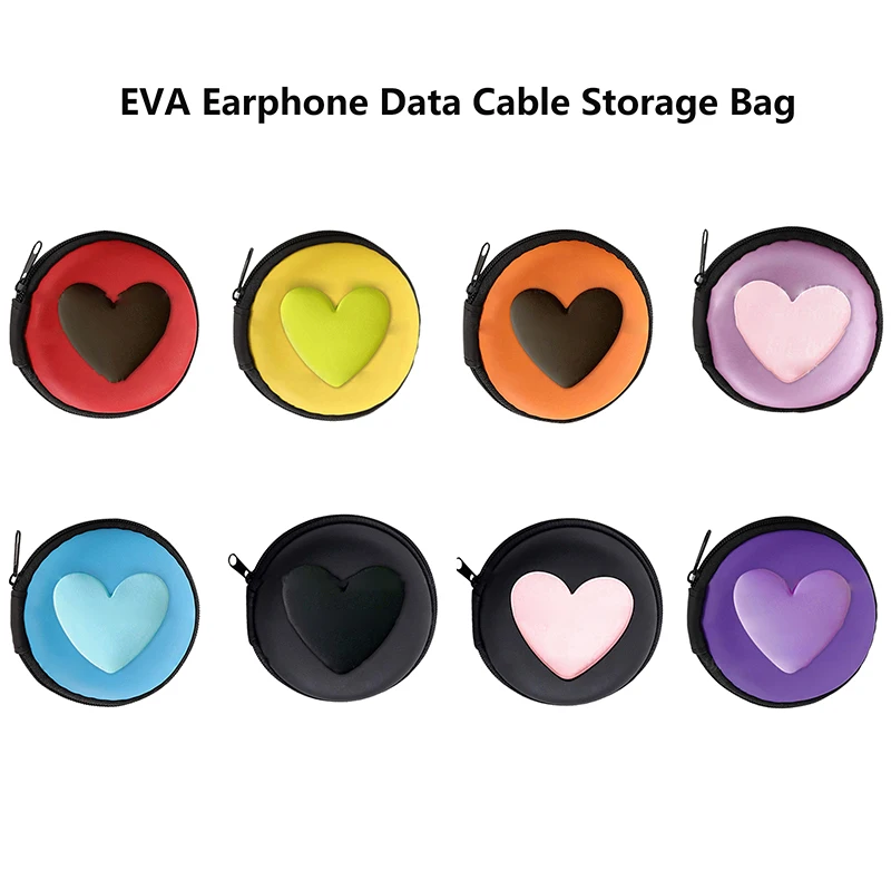 

Earphone Storage Bag Love Portable Eva Organizer Bags For Headphone Accessories USB Cable Earbuds Memory Card Case Travel Bag