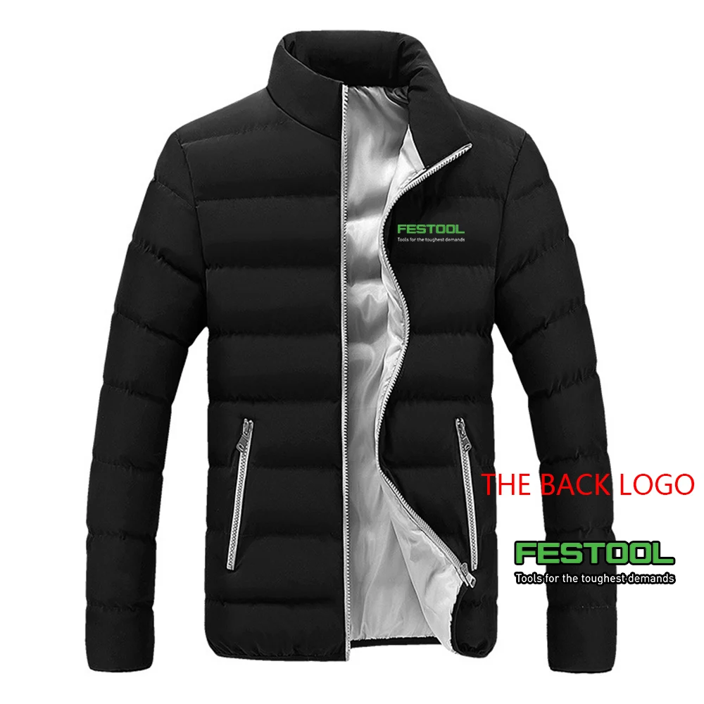 2024 Men New Festool Tools Autumn and Winter Stand Collar Printing Four-color Cotton-padded Jacket Warm Coat Tops