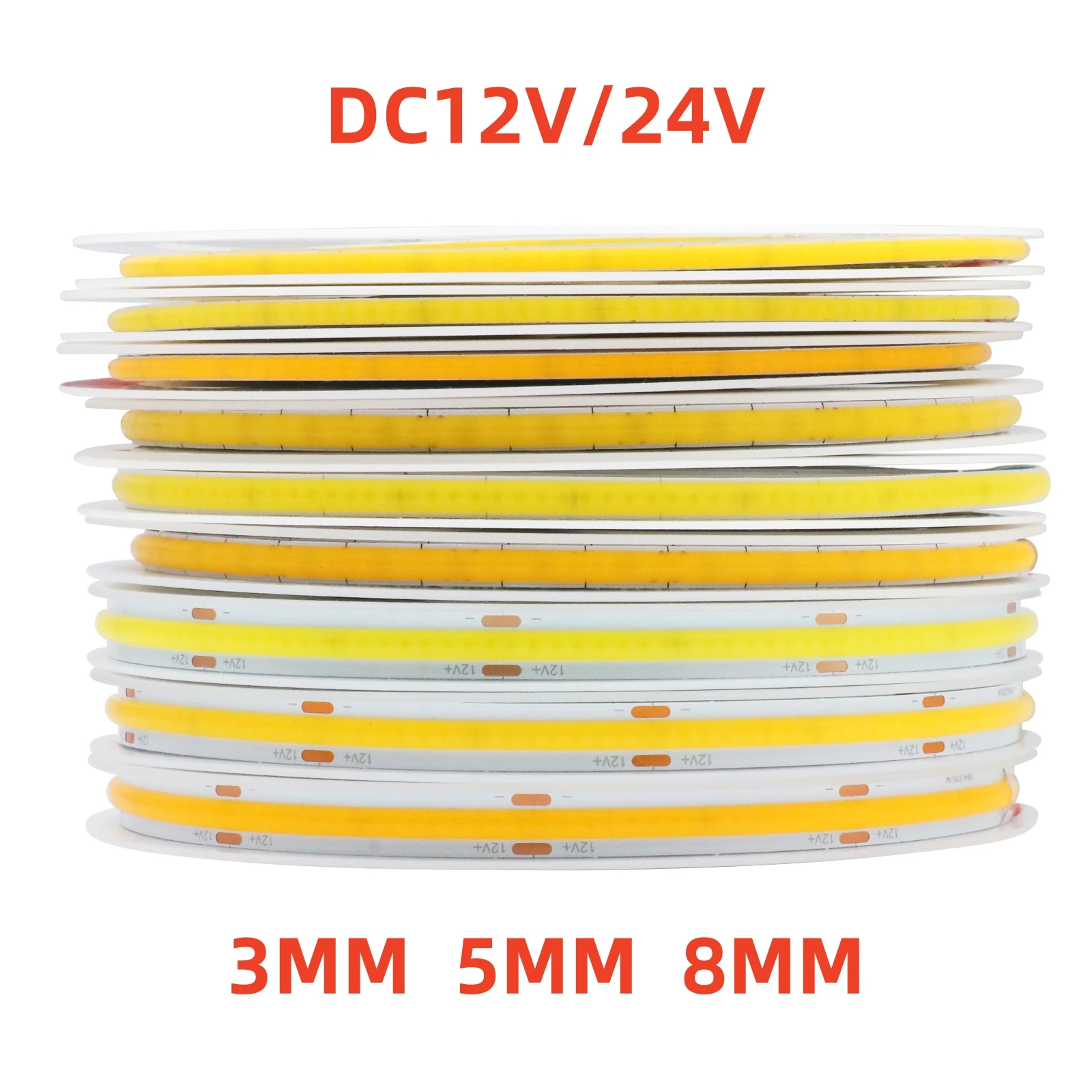 3mm 5mm 8mm paski przyciemniane światło LED PCB z drutem 2pin/DC żeński 12V 24V 384LEDs/M RA90 o wysokiej gęstości oświetlenie liniowe IP20