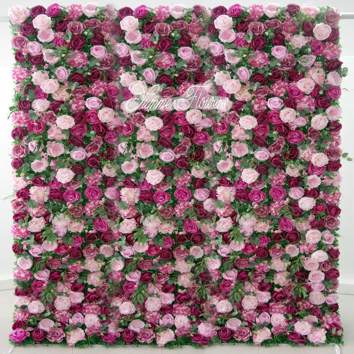 

Mixed Flower Series Luxury pink Purple rose Phalaenopsis Hydrangea 3D artificial flower wall wedding background event decoration