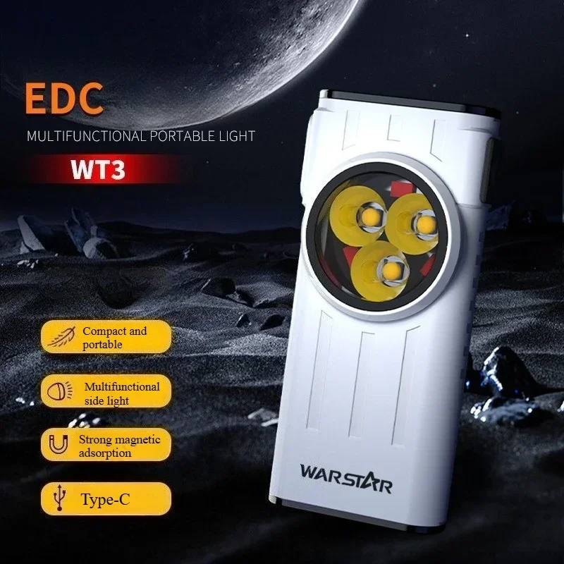 

Светодиодный фонарик EDC, портативный брелок-фонарик Type-C, перезаряжаемый рабочий фонарь с магнитом для кемпинга, пешего туризма и экстренного использования