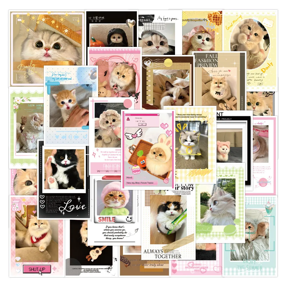 30-Piece Cat Stickers - Cute Decorative Decals for Phone Cases, Notebooks & Backpacks Giajar Sticker Store