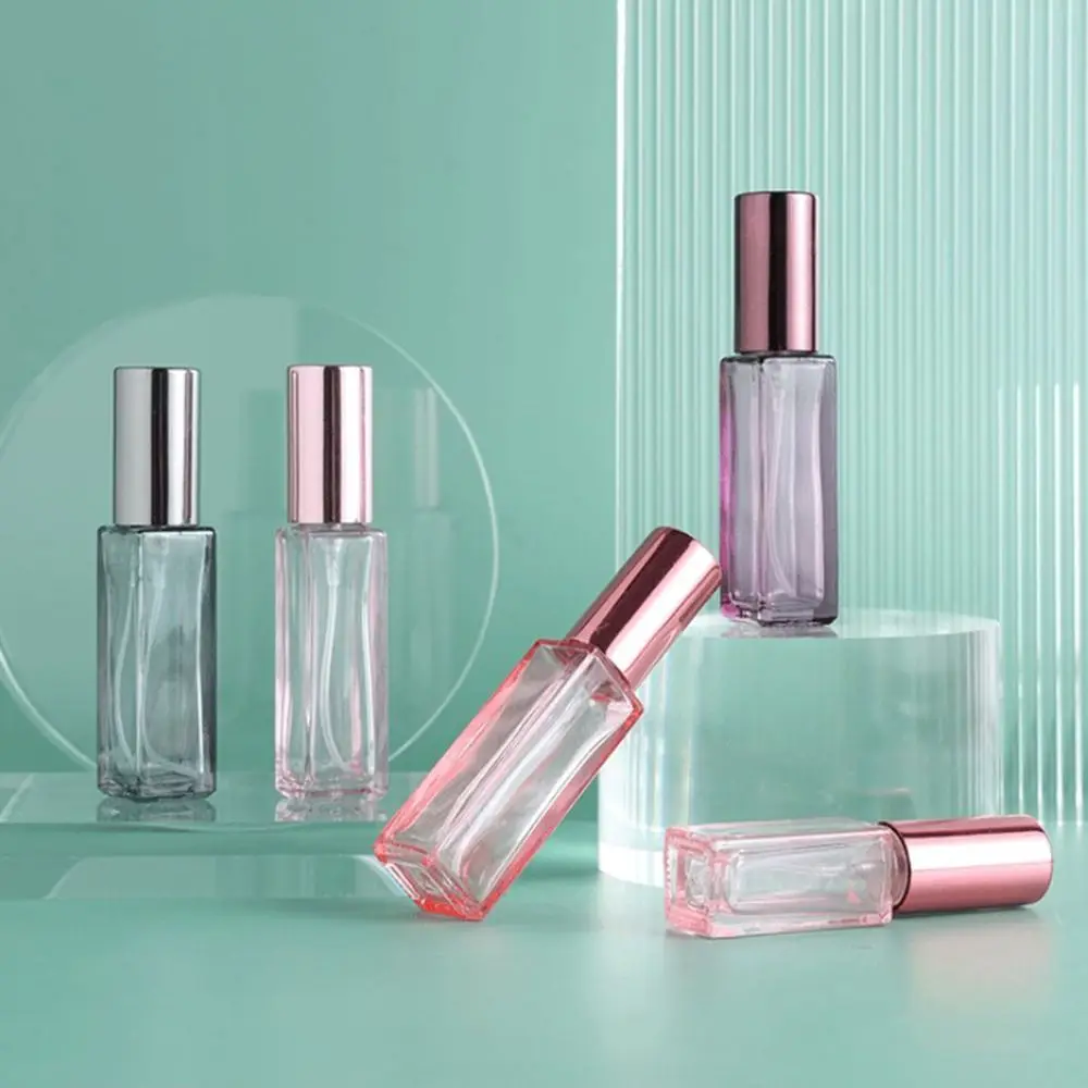 

Portable Colorful Square Spray Bottle Fine Mist Mini Glass Bottle Clear Atomizer Sample Vials Sub-Bottling